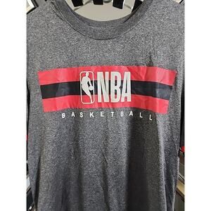 NBA Basketball, medium Gray T-shirt.\nRed and black logo official